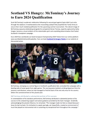 Scotland VS Hungry: McTominay's Journey to Euro 2024 Qualification