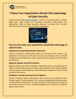 5 Ways Your Organization Should Take Advantage of Cyber Security
