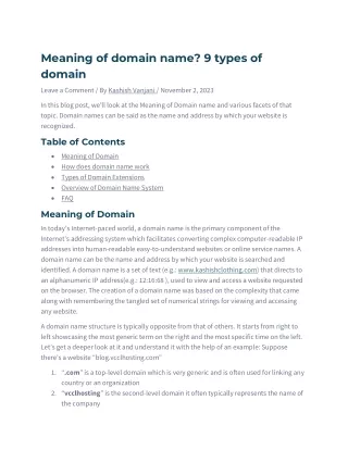 Meaning of domain name 9 types of domain