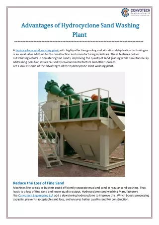 Advantages of Hydrocyclone Sand Washing