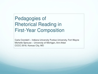 Pedagogies of Rhetorical Reading in First-Year Composition