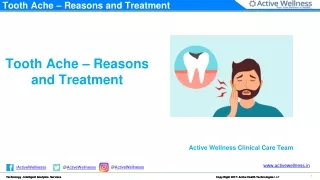 Tooth ache – Reasons and Treatment- Active Health