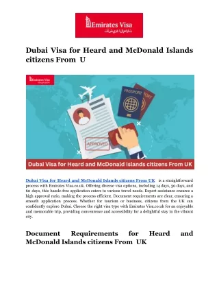 Dubai Visa for Heard and McDonald Islands citizens From  UK