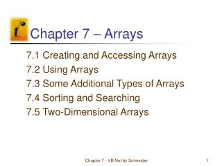 Chapter 7 – Arrays
