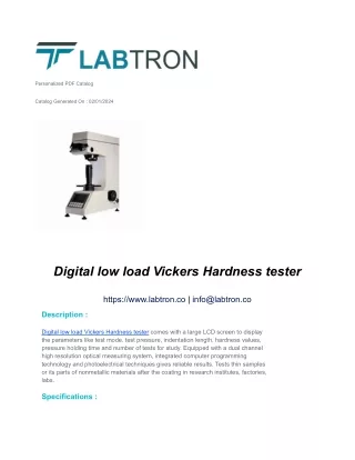 Digital low load Vickers Hardness tester