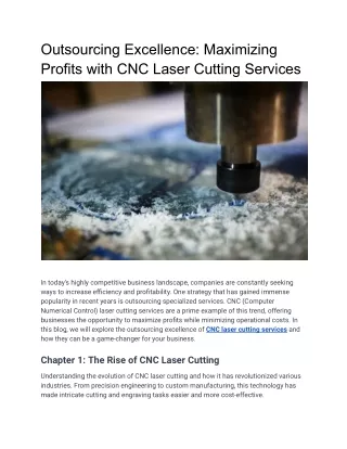 Outsourcing Excellence: Maximizing Profits with CNC Laser Cutting Services