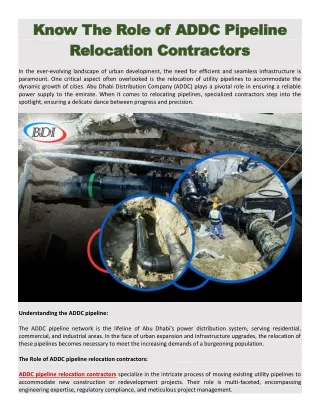 Know The Role of ADDC Pipeline Relocation Contractors