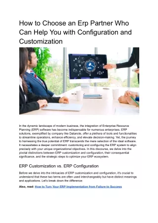 Selecting the Right ERP Partner for Configuration and Customization