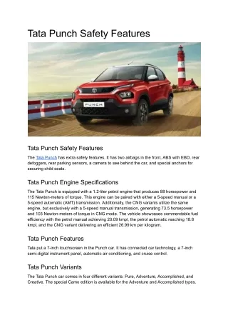 Tata Punch Safety Features