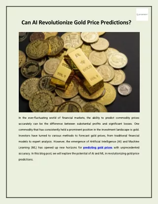 Can AI Revolutionize Gold Price Predictions