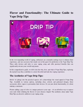 Flavor and Functionality_ The Ultimate Guide to Vape Drip Tips (1).pdf