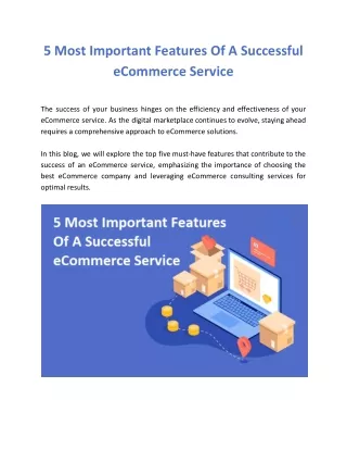 5 Most Important Features Of A Successful eCommerce Service