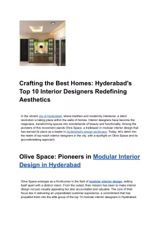 Crafting the Best Homes Hyderabad's
