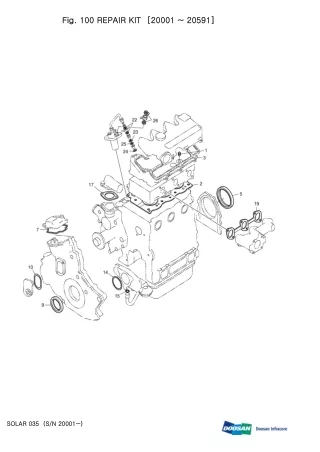 DAEWOO DOOSAN SOLAR 035 MINI CRAWLER EXCAVATOR Parts Catalogue Manual (SN 20001-)