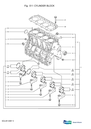 DAEWOO DOOSAN SOLAR 55W-V (55WV) wheeled excavator Parts Catalogue Manual