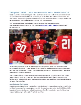 Portugal Vs Czechia : Tomas Soucek Clinches Ballon  Amidst Euro 2024