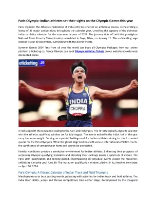 Paris Olympic Indian athletes set their sights on the Olympic Games this year