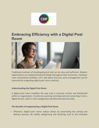 Embracing Efficiency with a Digital Post Room - CDP Print Management