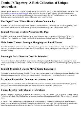 Set out on a journey through Tomball: A local's perspective on leading spots and