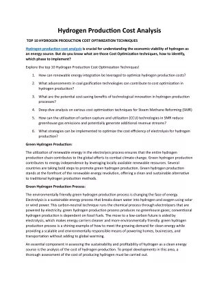 Hydrogen Production Cost Analysis recreate content pdf