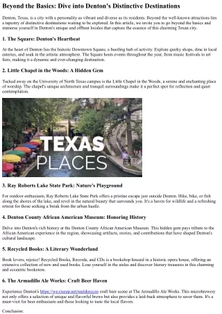 Hidden Havens of Denton: Navigating Its Well-Guarded Discoveries