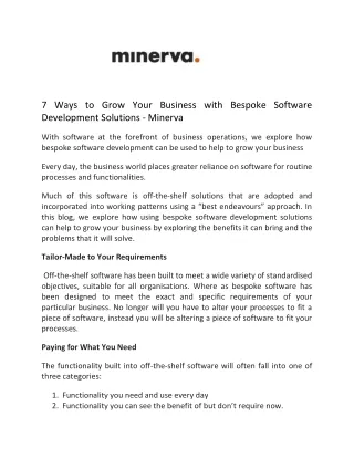 7 Ways to Grow Your Business with Bespoke Software Development Solutions - Minerva