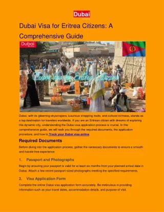 Dubai Visa for Eritrea Citizens: A Comprehensive Guide