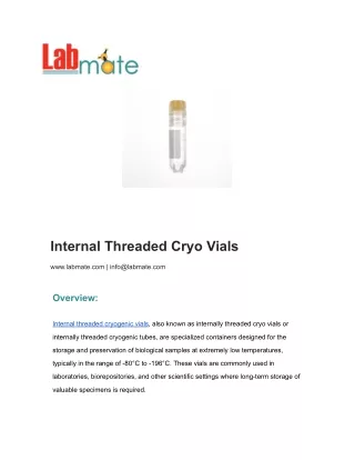 Internal Threaded Cryo Vials