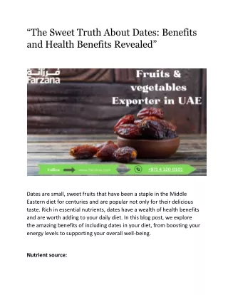 “The Sweet Truth About Dates: Benefits and Health Benefits Revealed”