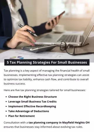 5 Tax Planning Strategies For Small Businesses