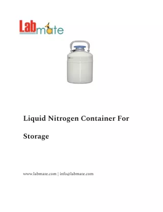 Liquid Nitrogen Container For Storage