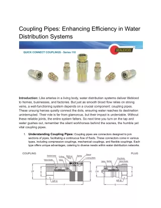 Coupling Pipes_ Enhancing Efficiency in Water Distribution Systems