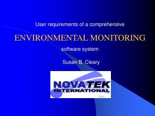 User requirements of a comprehensive ENVIRONMENTAL MONITORING software system