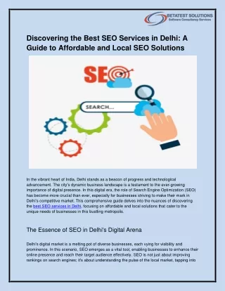 Discovering the Best SEO Services in Delhi: A Guide to Affordable and Local SEO