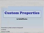 Custom Properties in SolidWorks
