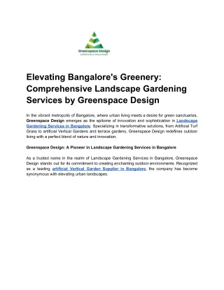 Elevating Bangalore's Greenery_ Comprehensive Landscape Gardening Services by Greenspace Design