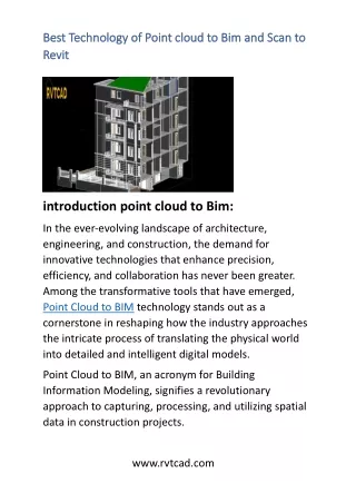 Best Technology of Point cloud to Bim and Scan to Revit