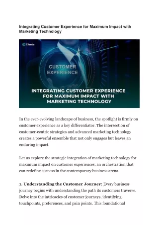 Integrating Customer Experience for Maximum Impact with Marketing Technology