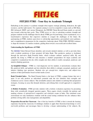 FIITJEE FTRE - Your Key to Academic Triumph _Blog