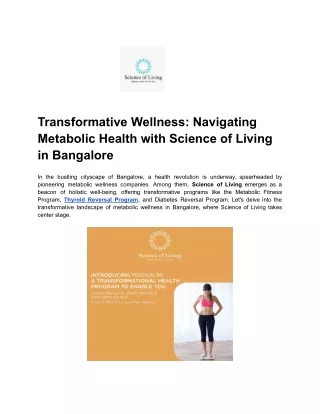 Transformative Wellness_ Navigating Metabolic Health with Science of Living in Bangalore