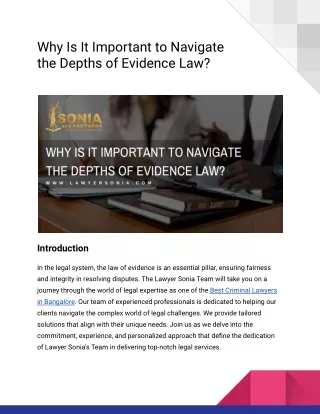 Why Is It Important to Navigate the Depths of Evidence Law_