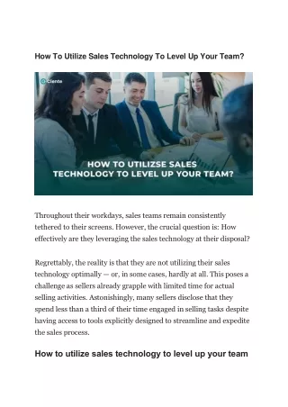 How To Utilize Sales Technology To Level Up Your Team