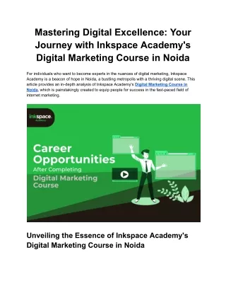 Mastering Digital Excellence: Your Journey with Inkspace Academy's