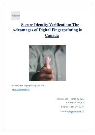 Secure Identity Verification-The Advantages of Digital Fingerprinting in Canada