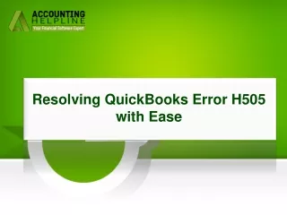 Best Methods To Deal With QuickBooks Error H505