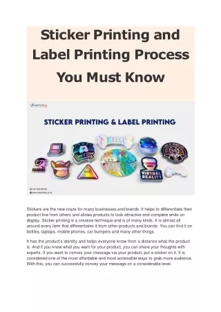 Sticker Printing & Label Printing Process You Must Know