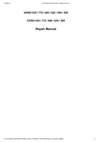 CLAAS CERIO 930  770  680 (Type D06) CUTTER BAR Service Repair Manual