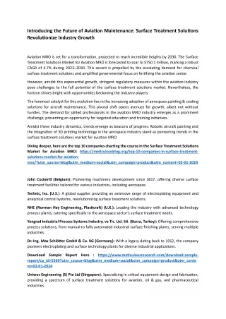 Surface Treatment Solutions Market for Aviation MRO_Blog