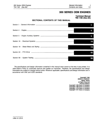 John Deere 3-164D OEM Engine Service Repair Manual