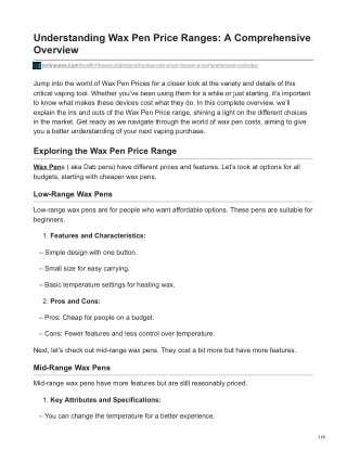 Understanding Wax Pen Price Ranges: A Comprehensive Overview